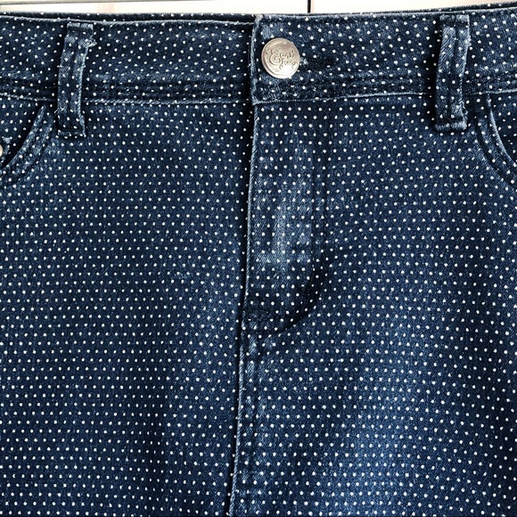 Earl Jean Blue Denim Polka Dot Print Mini Skirt Size 10 - Picture 5 of 16